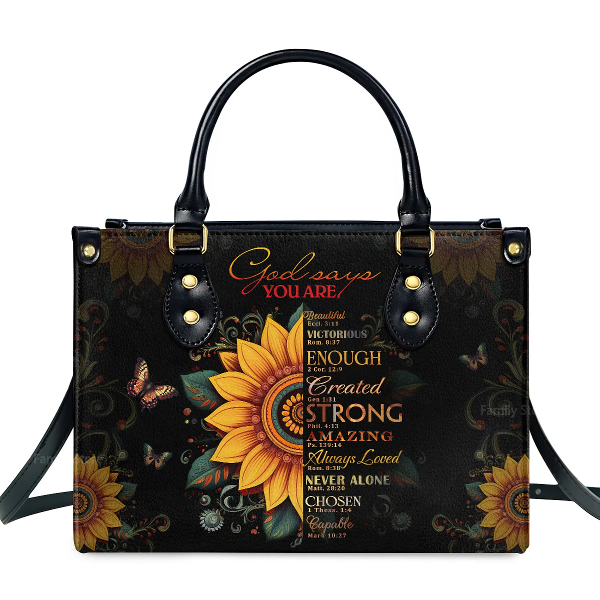 Sunflower God Says You Are - Awesome Personalized Leather Handbag - AT4081233 - Image 2