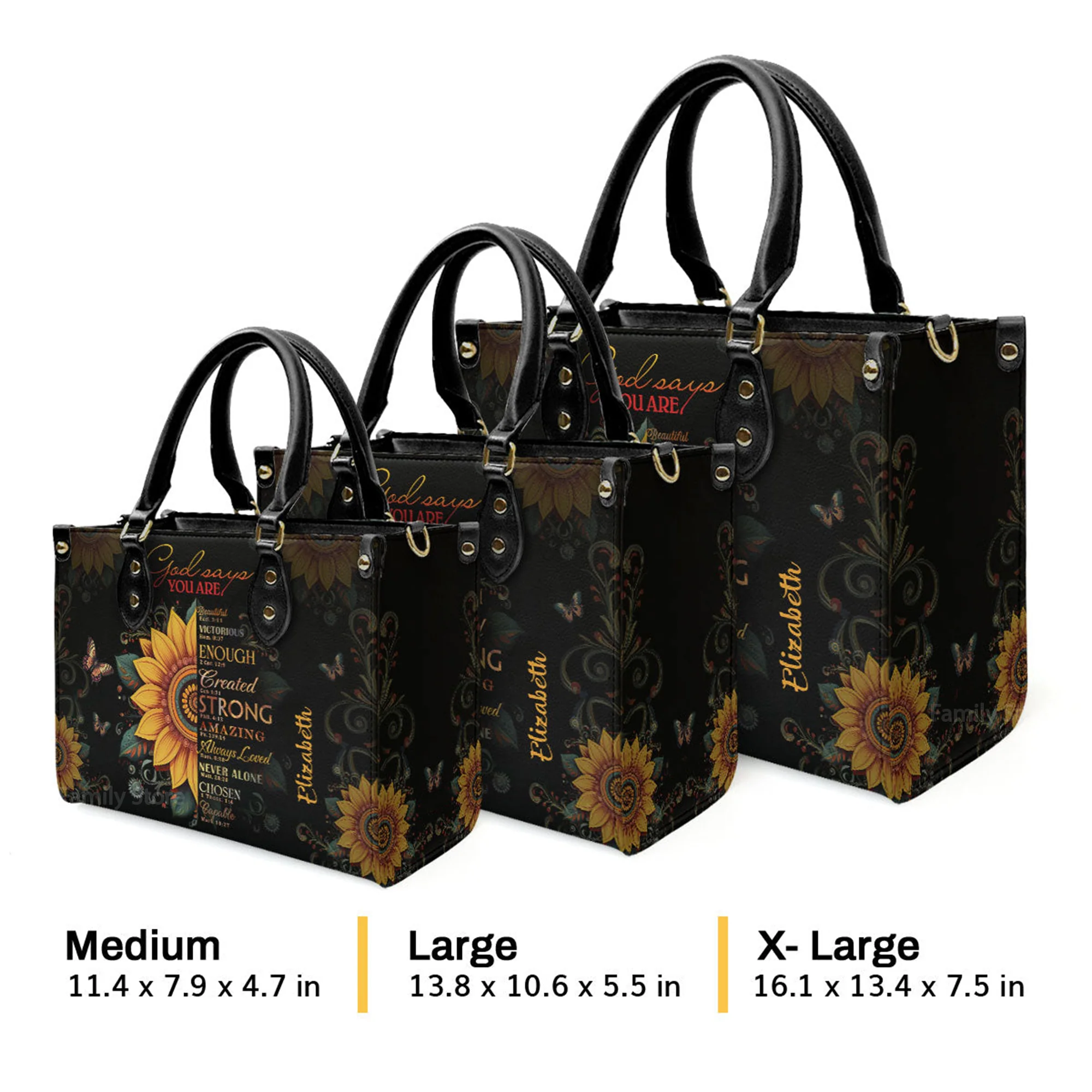 Sunflower God Says You Are - Awesome Personalized Leather Handbag - AT4081233 - Image 4