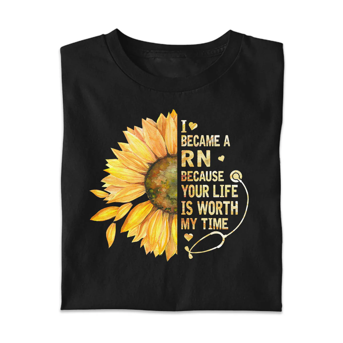 Sunflower Nurse - Personalized T-Shirt - Gift For Nurse HH01 - Image 3