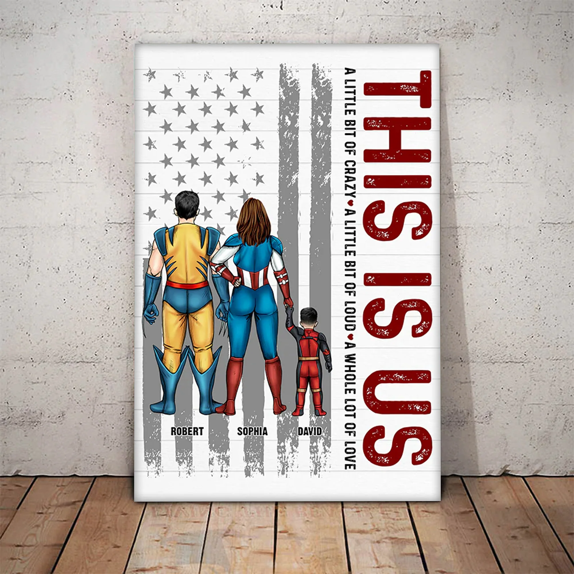 Super Family, A Whole Lot Of Love - Gift For Dad, Husband, Father's Day - Personalized Canvas Poster - Image 3