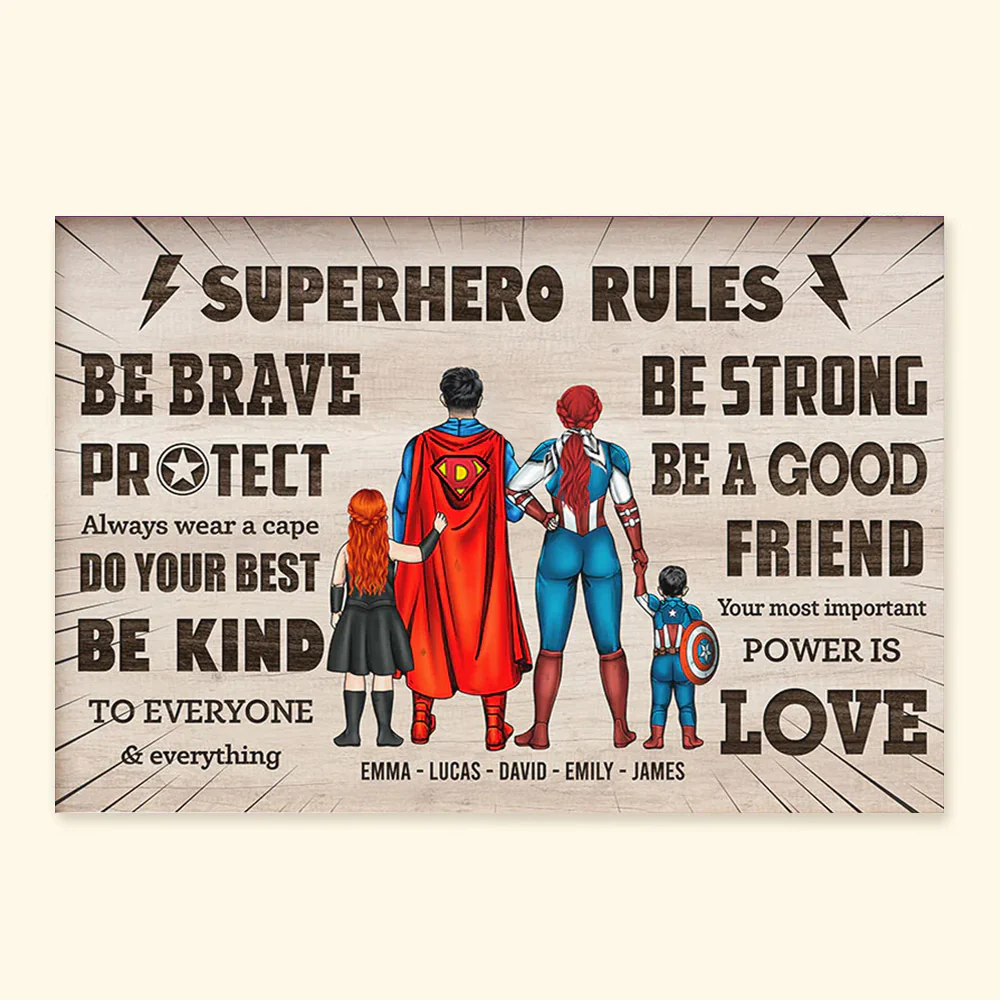 Super Family Rules - Gift For Dad, Father's Day - Personalized Canvas Poster - Image 3