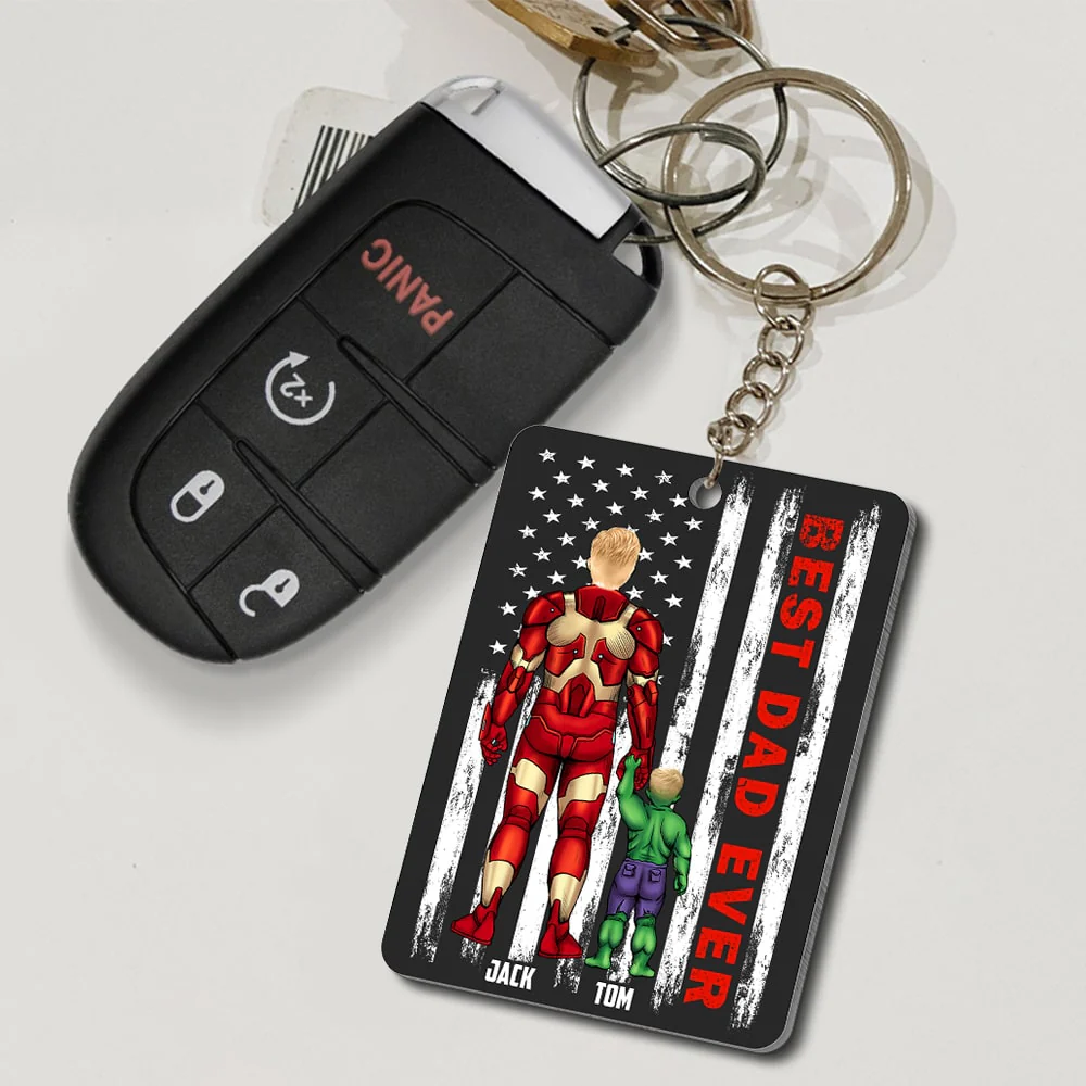 Super Hero Best Dad Ever Black Version - Personalized Acrylic Keychain - Gift For Dad, Fathers Day - CL02 NA94 - Image 3