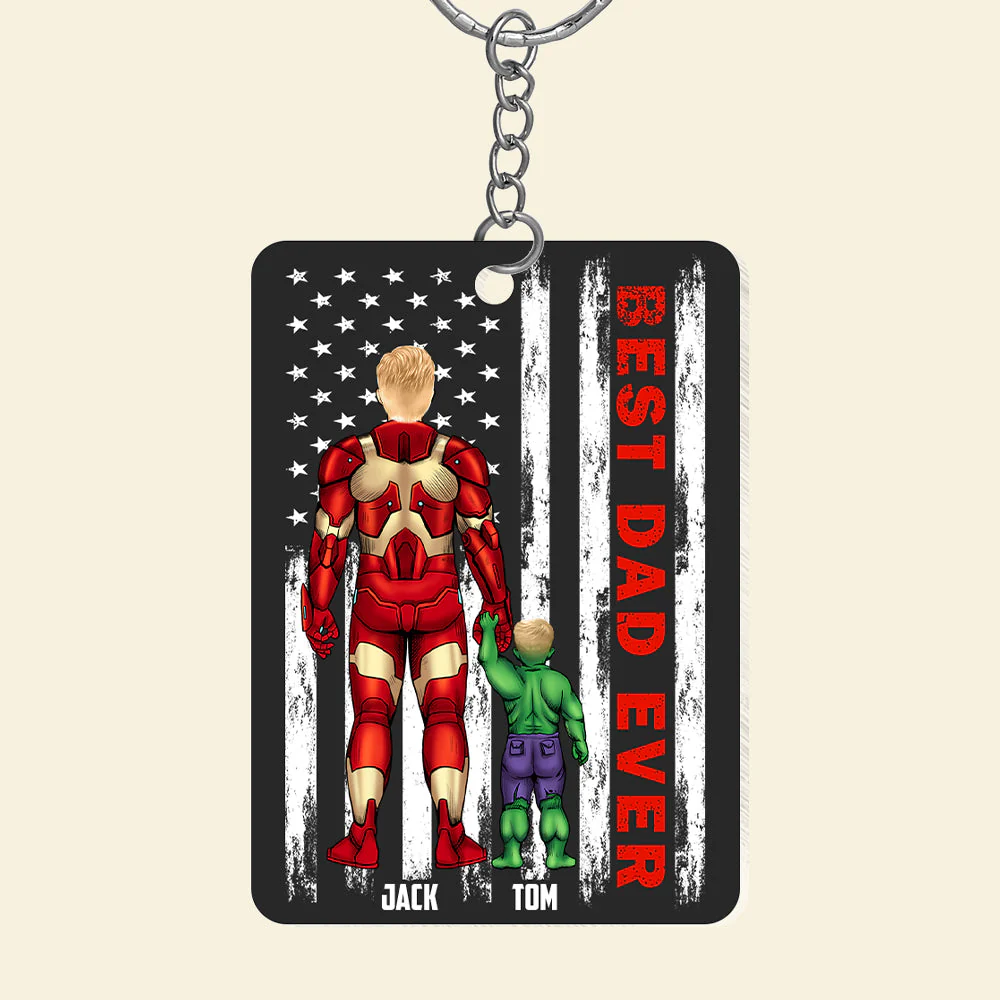 Super Hero Best Dad Ever Black Version - Personalized Acrylic Keychain - Gift For Dad, Fathers Day - CL02 NA94 - Image 4