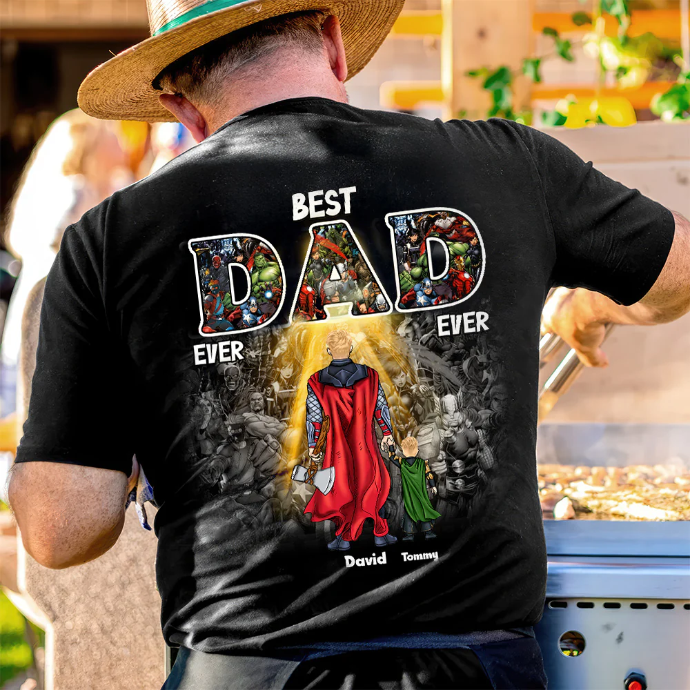 Super Hero Best Dad Ever Ever - Gift For Dad - Personalized TShirt - CL02 - Image 2