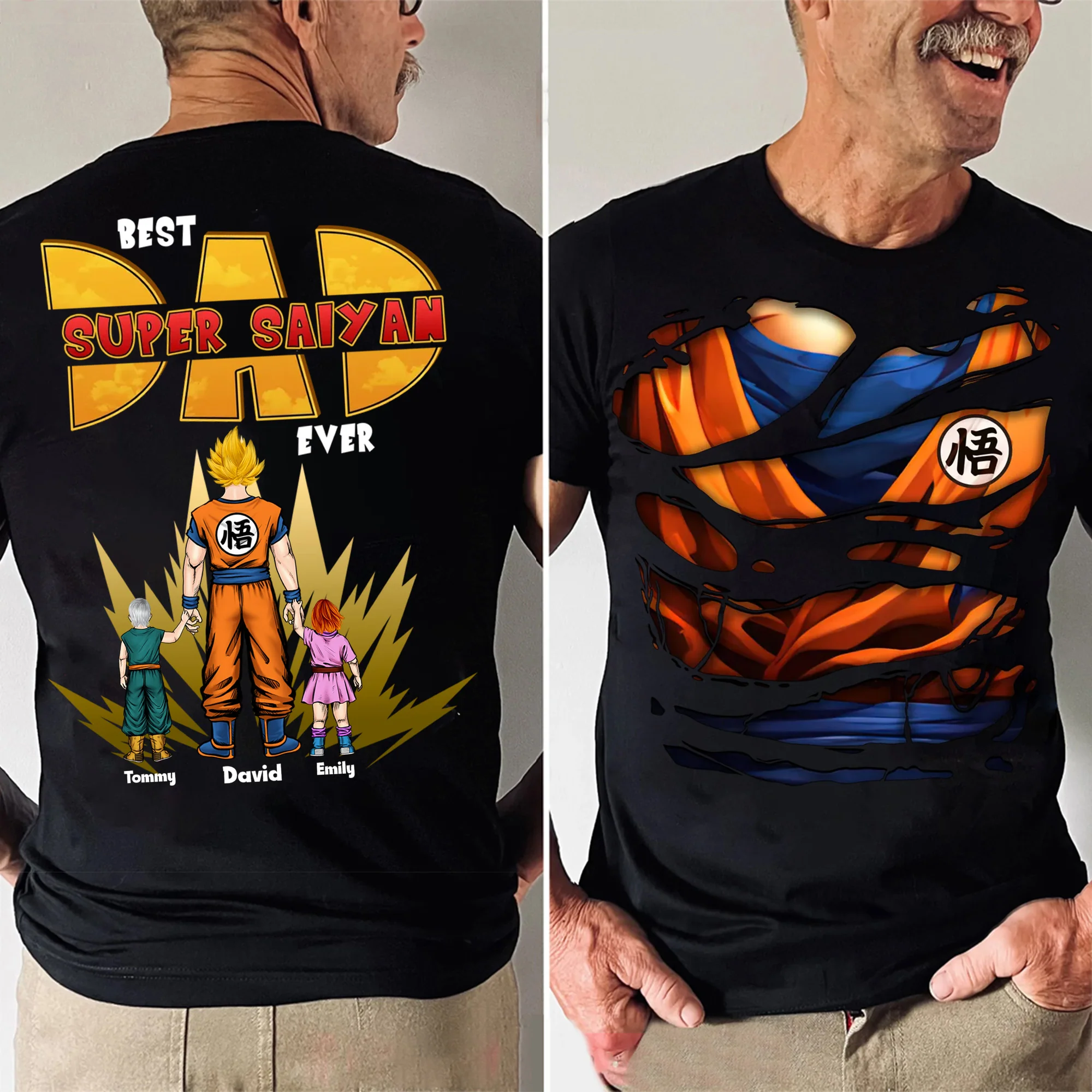 Super Power Of Super Saiyan Dad DrBa - Gift For Dad, Father's Day - Personalized Shirt 2 Side CL03