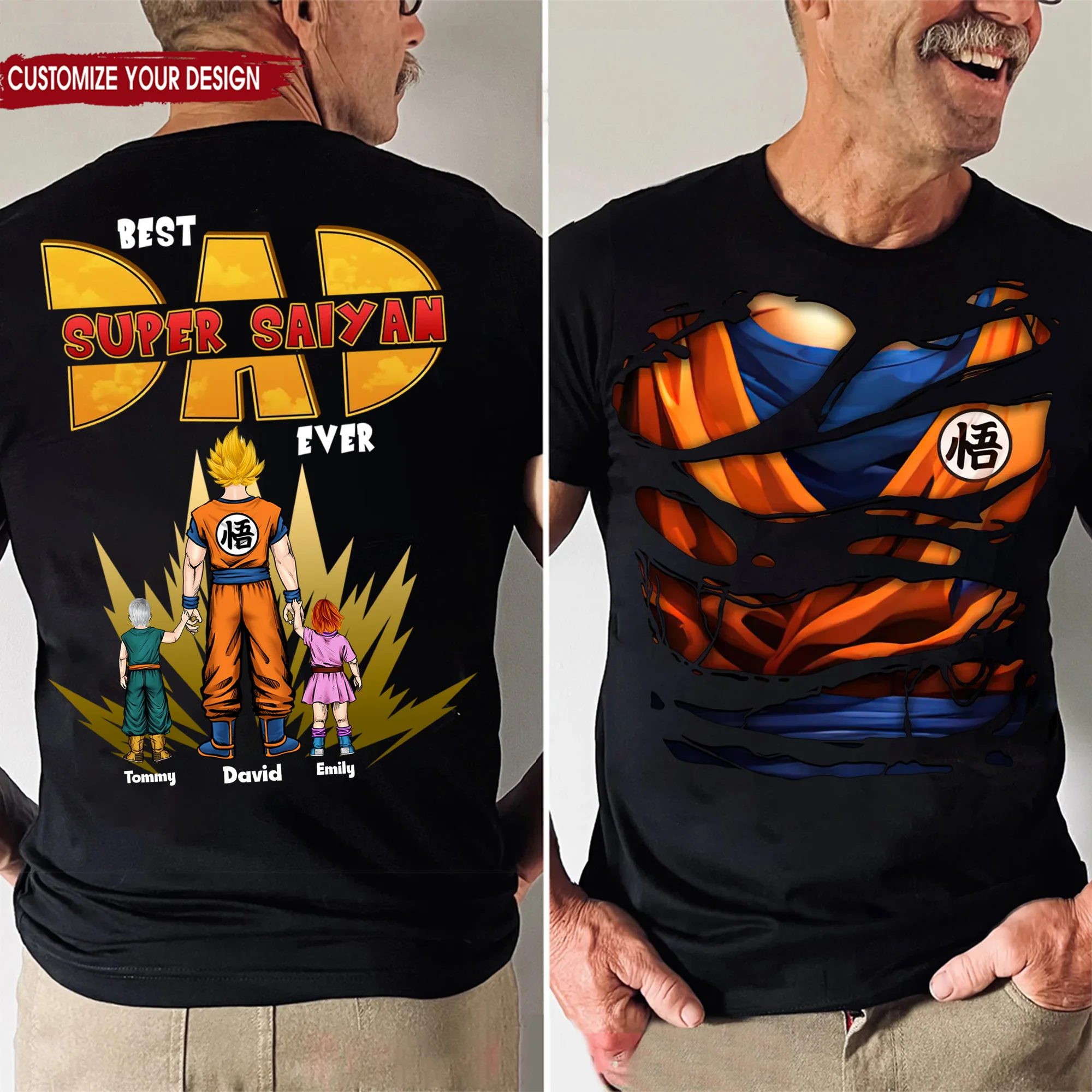 Super Power Of Super Saiyan Dad DrBa - Gift For Dad, Father's Day - Personalized Shirt 2 Side CL03 - Image 2