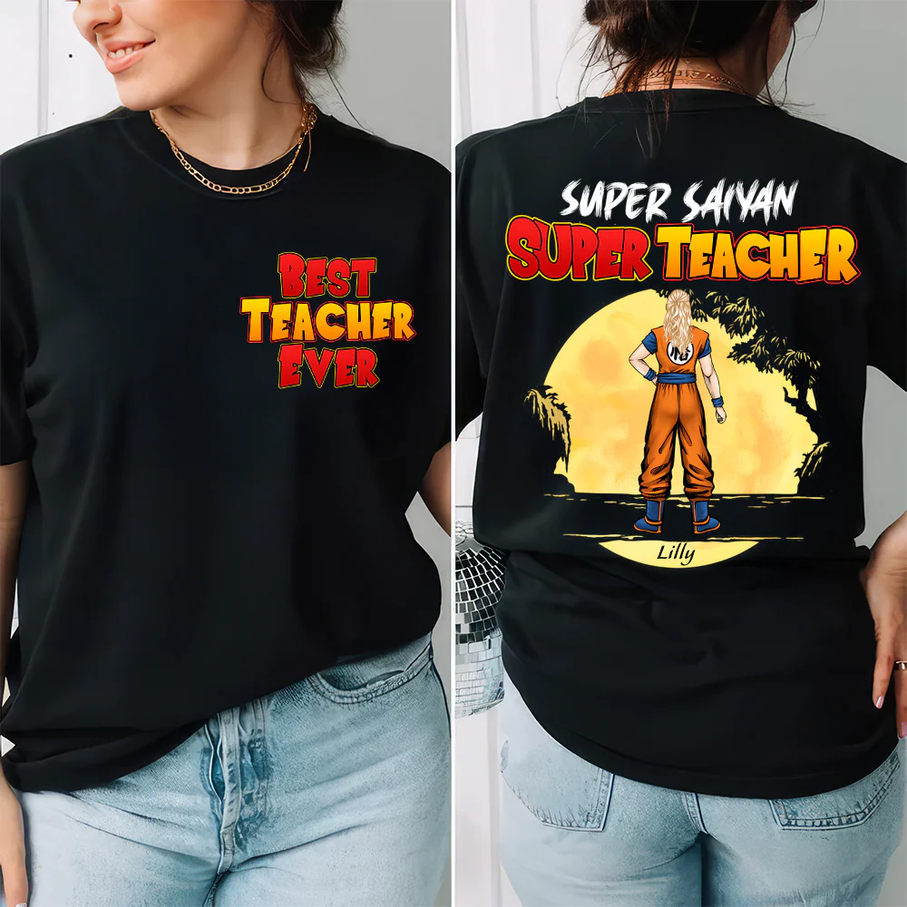 Super Sayan Super Teacher Back To School Two Side - Personalized Shirt | CL03 TD118 - Image 2