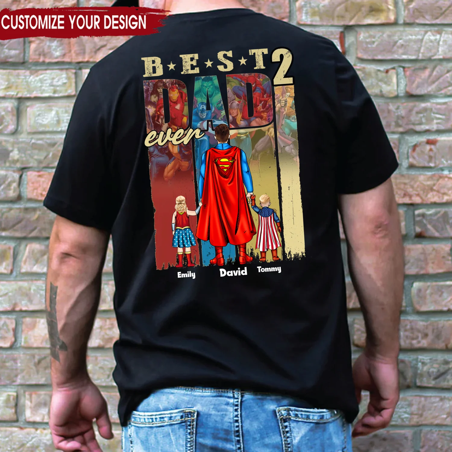 Superhero And Kids In The Multiverse Super Hero - Gift For Dad, Husband, Father's Day - Personalized TShirt - Image 2