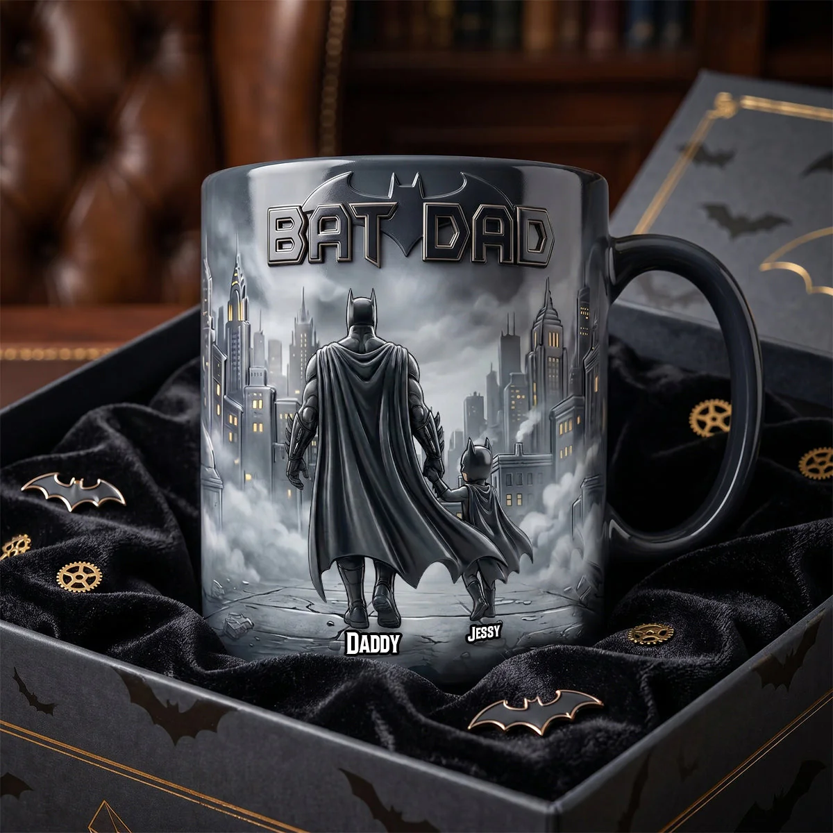 Superhero Bat Dad - Personalized Color Changing Mug - Gift For Dad
