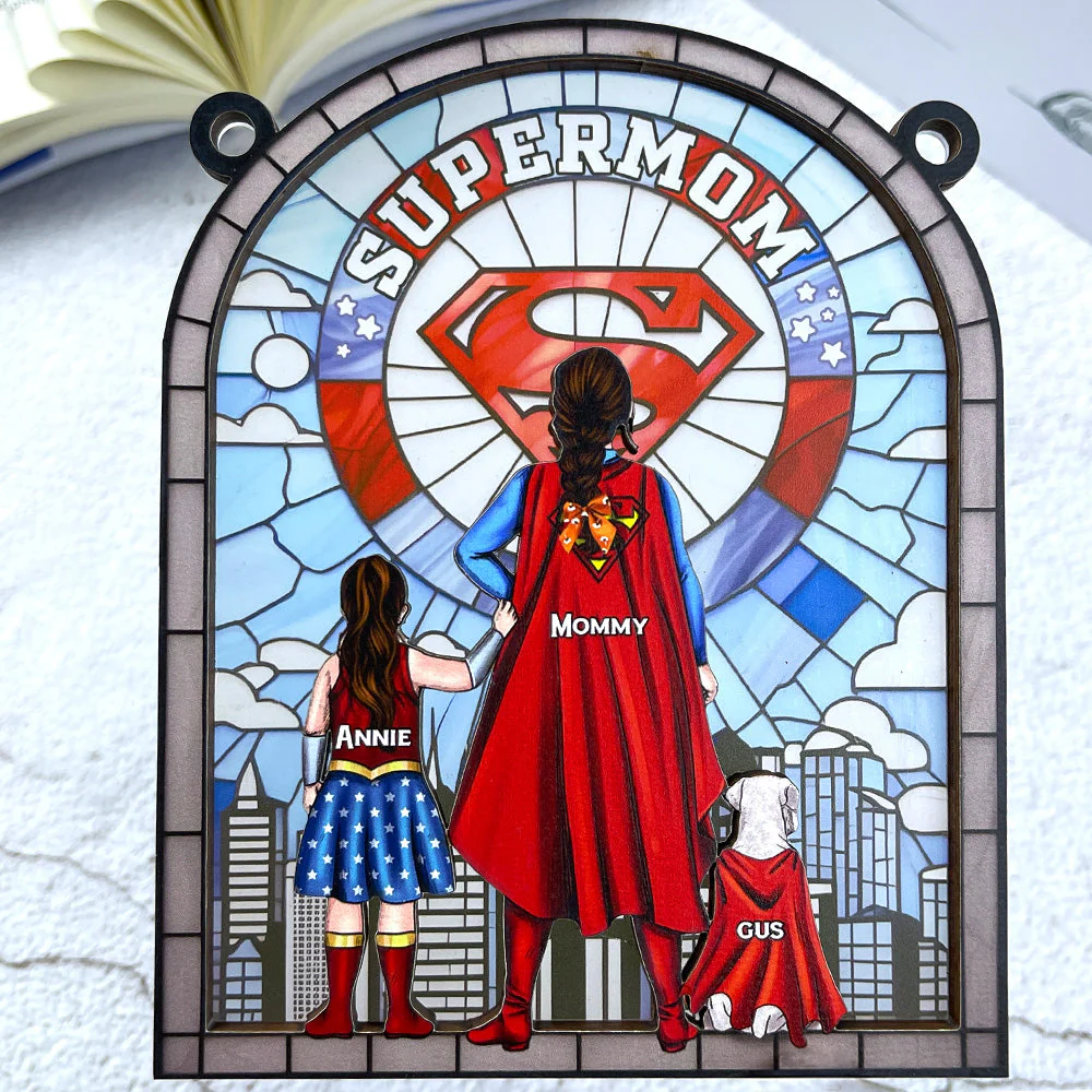 Supermom Strong Mom Gifts For Mom - Personalized Window Hanging Suncatcher | CL02.Ver4 - Image 7