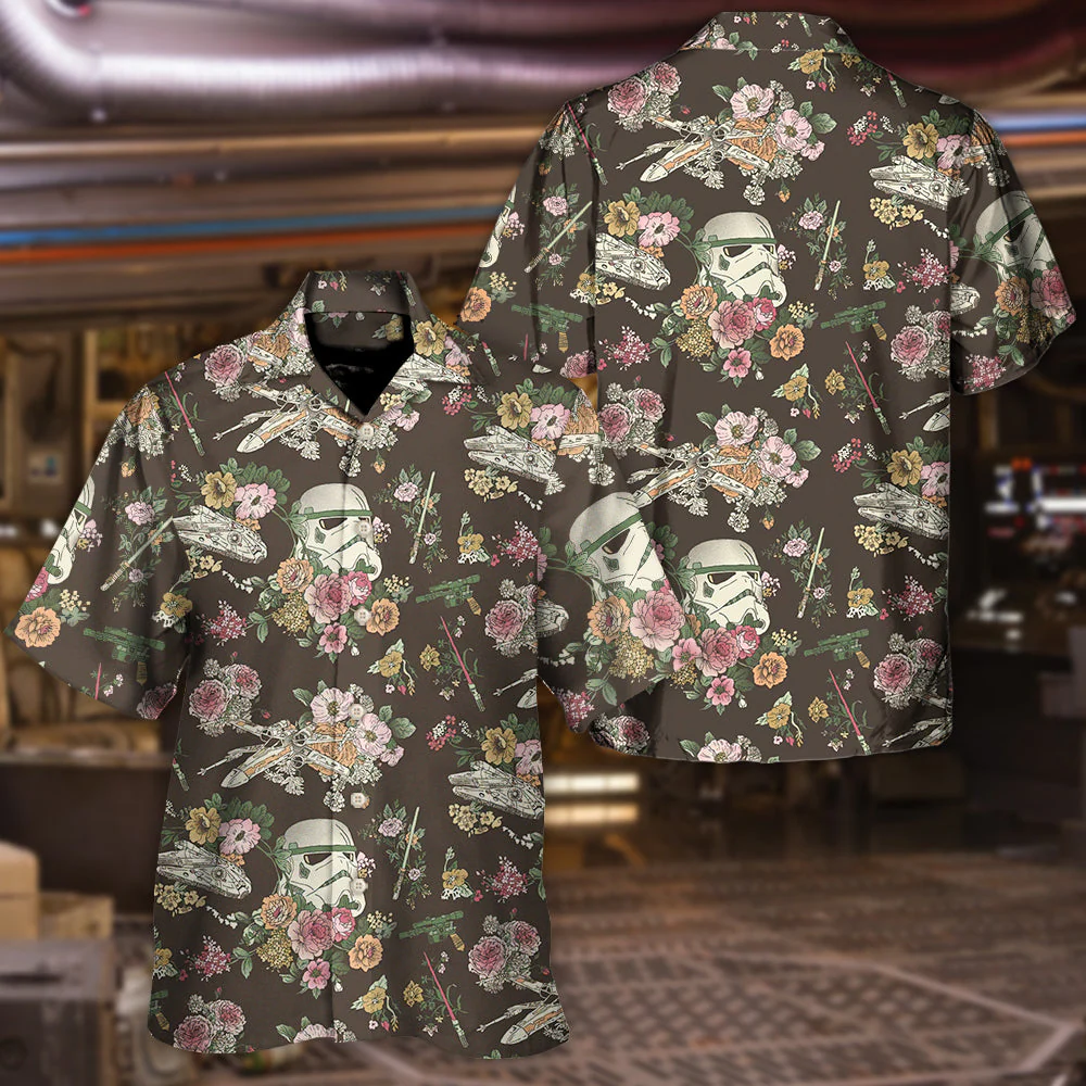SW Stormtrooper Flower Vintage - Hawaiian Shirt - Image 3