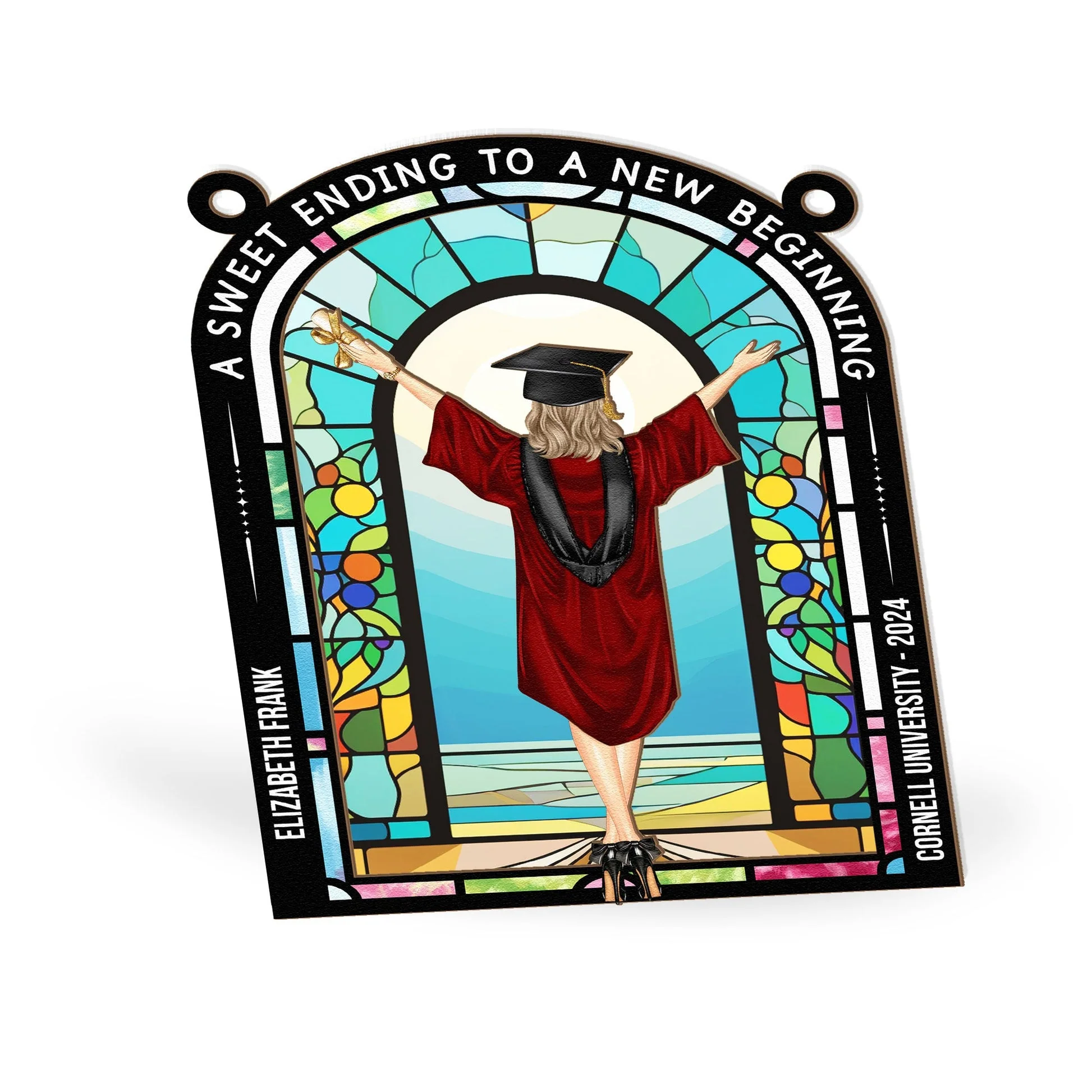 Sweet Ending To New Beginning - Personalized Window Hanging Window Hanging Suncatcher Ornament -GR4 PT - Image 4