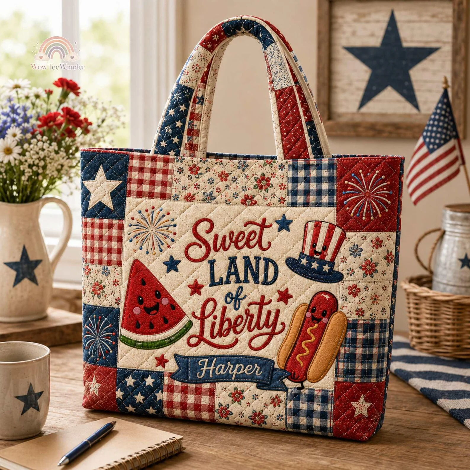 Sweet Land Of Liberty America 250th Anniversary - Personalized Quilted Tote Bag - Gift For Patriots - Image 2
