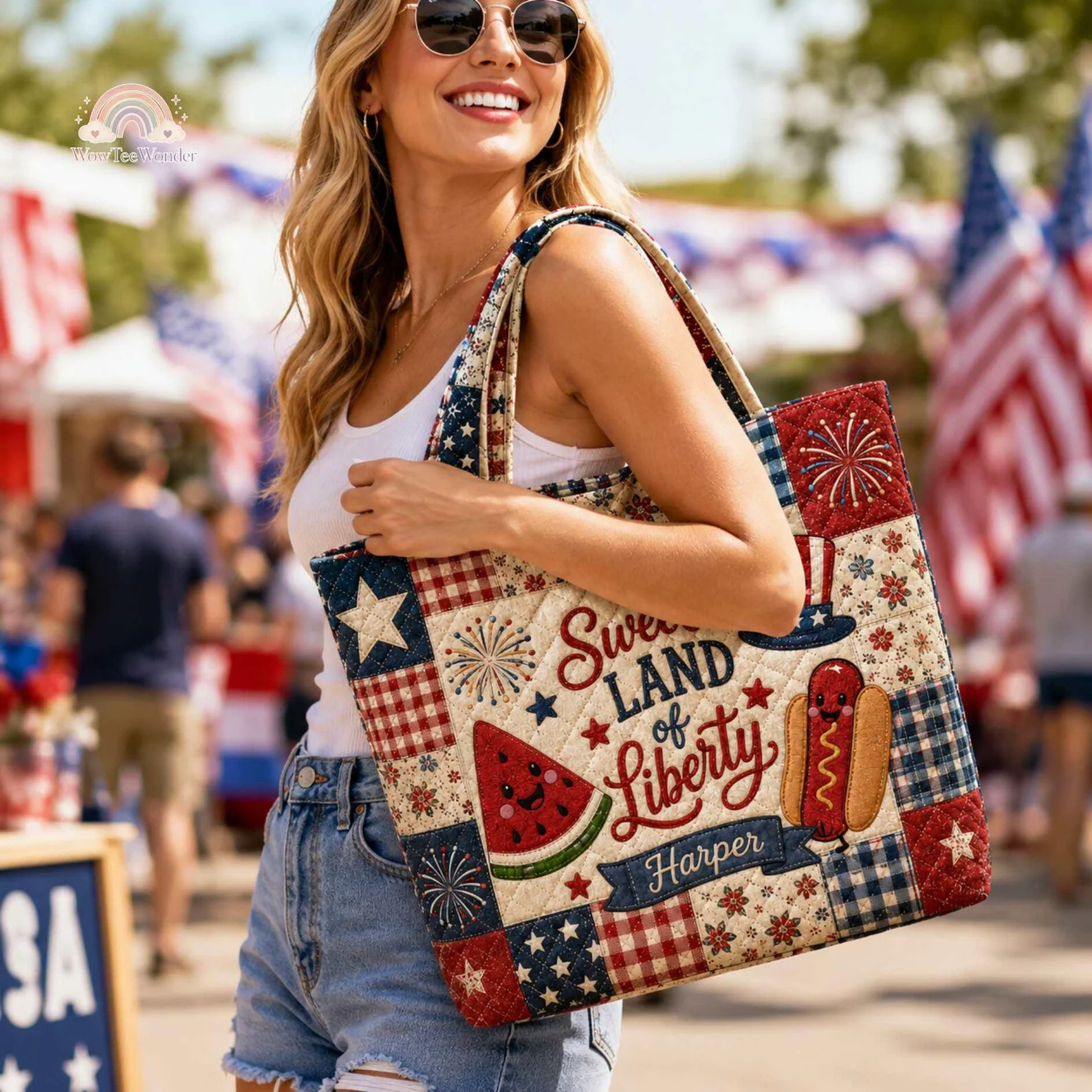 Sweet Land Of Liberty America 250th Anniversary - Personalized Quilted Tote Bag - Gift For Patriots - Image 4