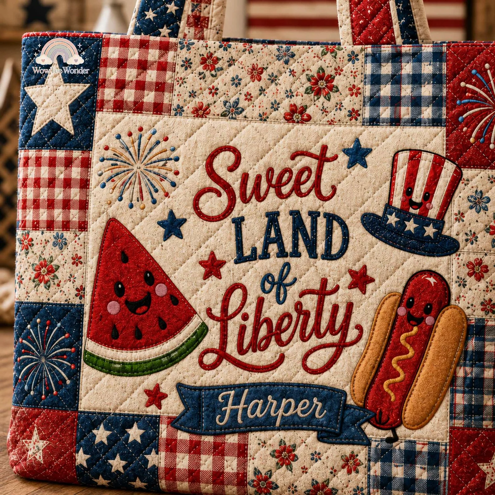Sweet Land Of Liberty America 250th Anniversary - Personalized Quilted Tote Bag - Gift For Patriots - Image 5