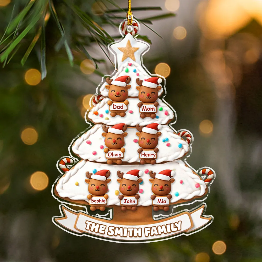 Sweet Reindeer Family Christmas Tree - Personalized Acrylic Ornament - Gift For Family HH01 - Image 2