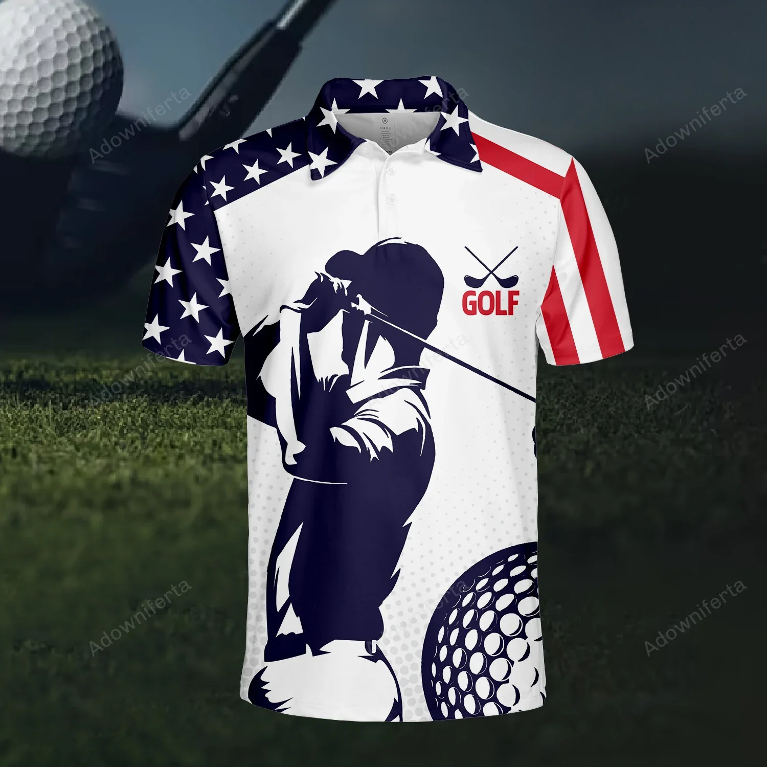 Swing Golf America Flag - Polo Shirt - Gift For Dad, Grandpa, For Golf Lovers - Image 2