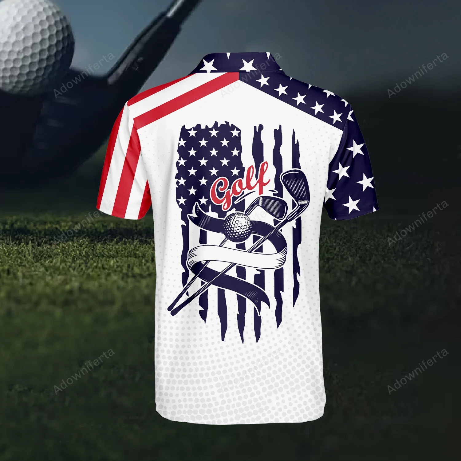 Swing Golf America Flag - Polo Shirt - Gift For Dad, Grandpa, For Golf Lovers - Image 3