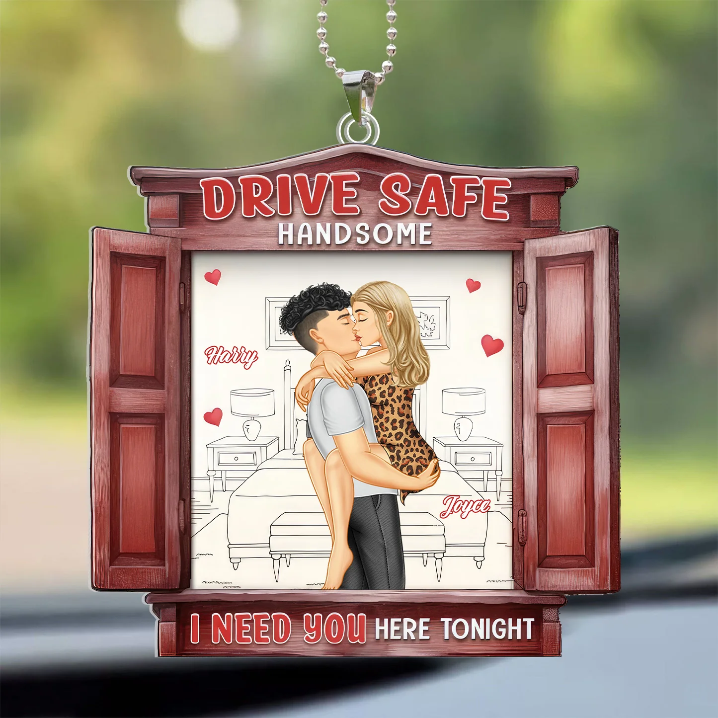 Take Care On The Road, Handsome - Personalized Car Hanging Ornament - Gift For Couple, Husband Wife, Anniversary Gift - GR7 NA94 - Image 2