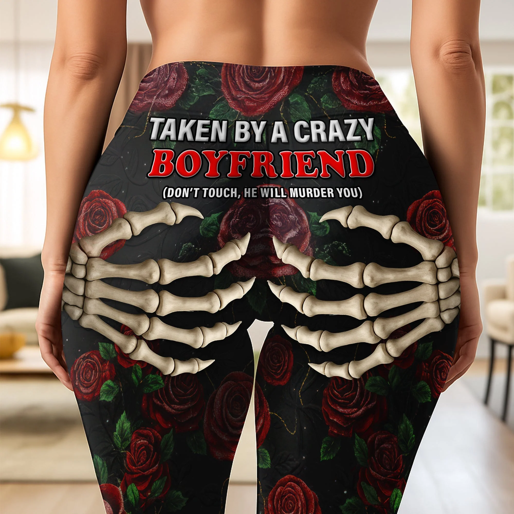 Taken By A Crazy Boyfriend - Personalized Ass Legging - Gift For Her, Naughty Couple HH01 - Image 3