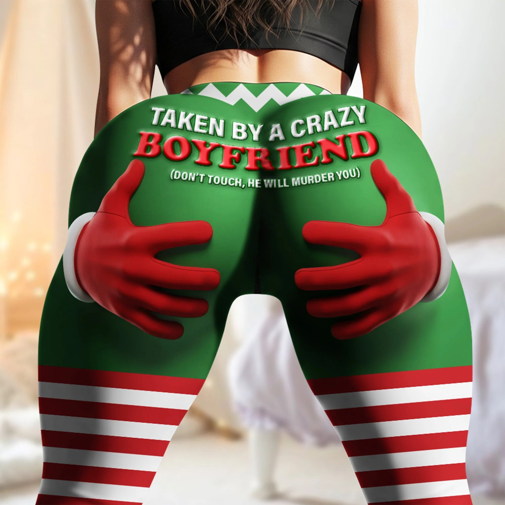 Taken By A Crazy Boyfriend - Personalized Ass Leggings - Christmas Gift For Her, Naughty Couple HH01