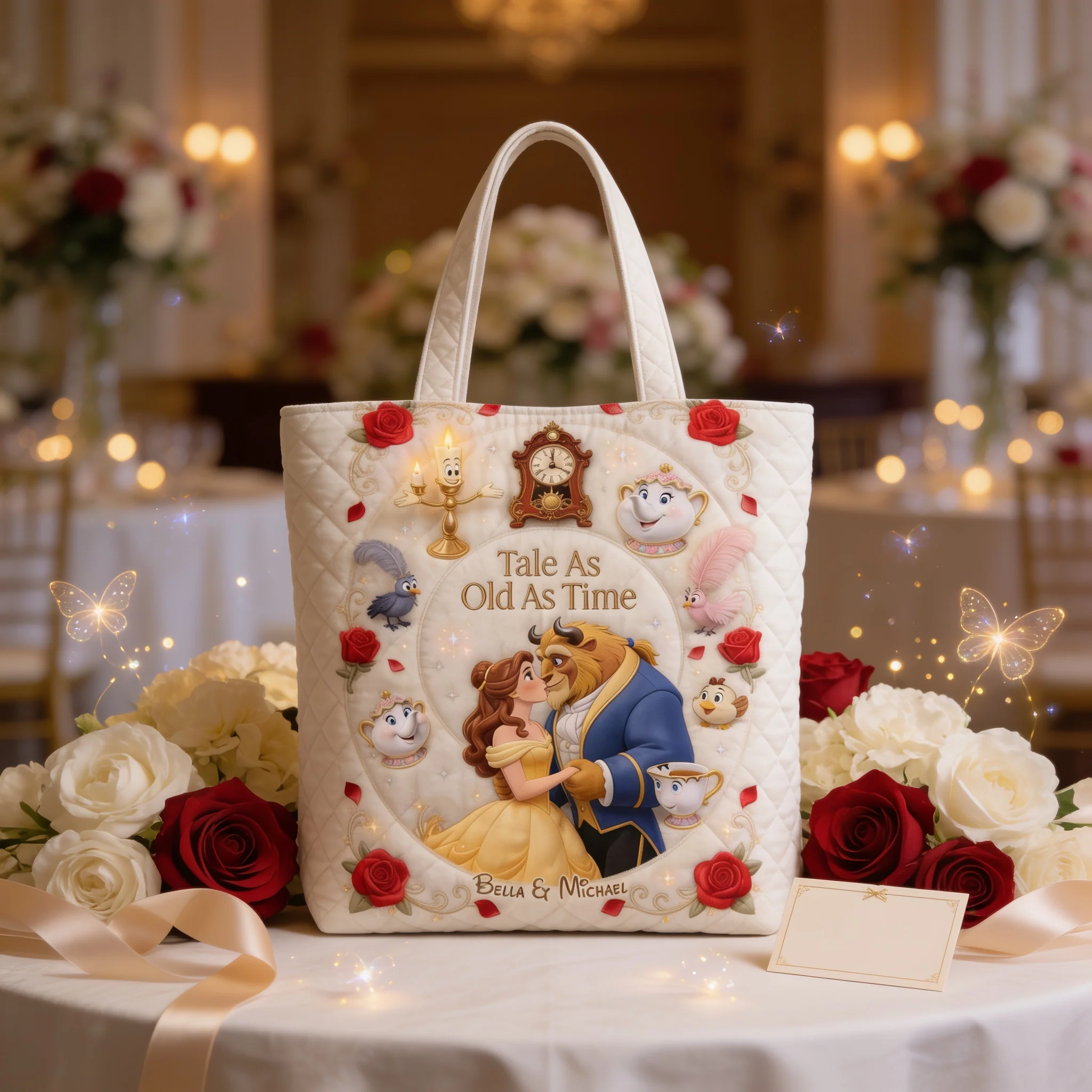 Tale As Old As Time - Personalized Quilted Tote Bag - Gift For Couple - DSNY