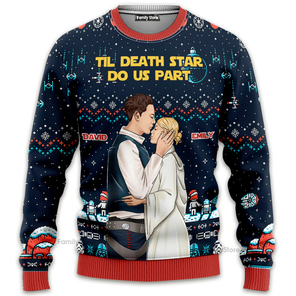 Stwa Galaxy Star Till Death Star Do Us Part - Personalized Ugly Sweater - Gift For Couples - Image 5