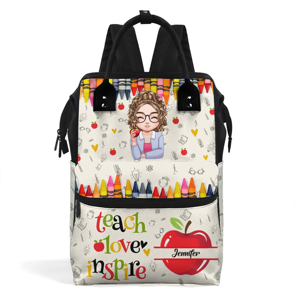 Teach Love Inspire Colorful - Personalized Duckbilled Backpack - Gift For Teacher | CLTC05 HN02