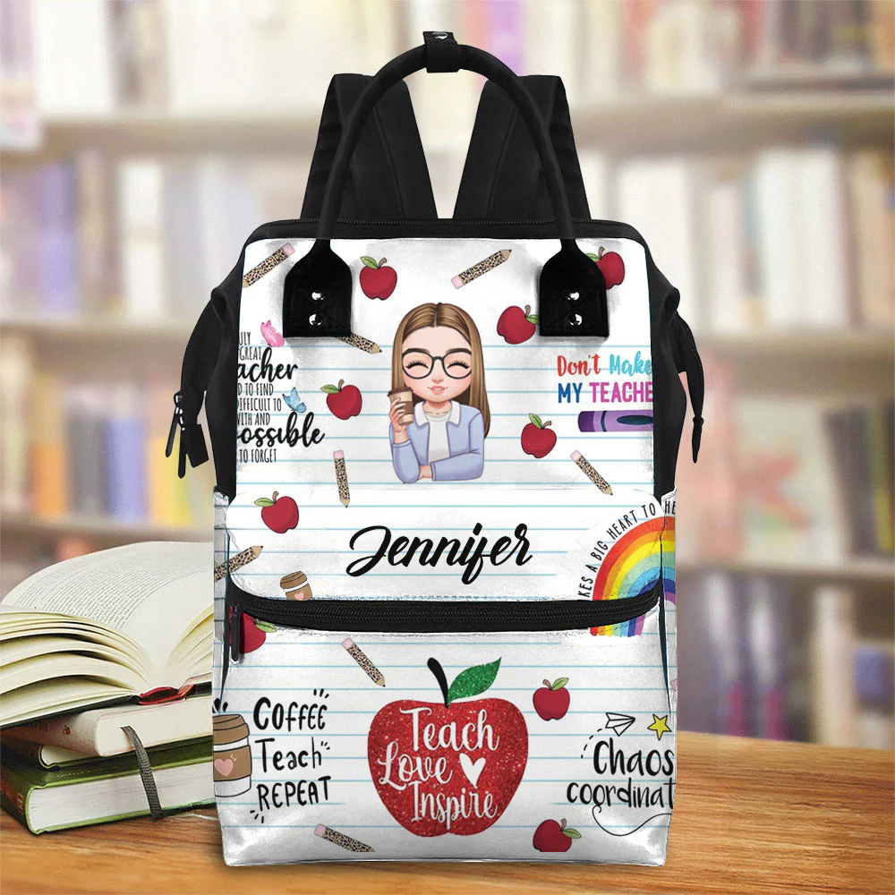 Teach Love Inspire Teacher - Personalized Duckbilled Backpack - Gift For Teacher | CLTC05 HN02 - Image 2