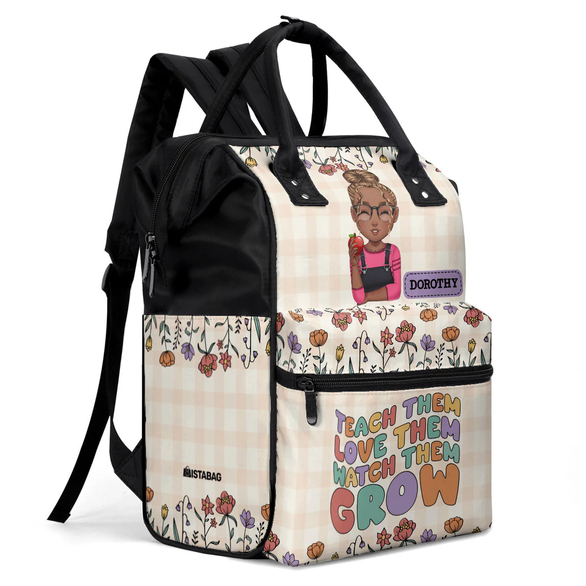 Teach Them Love Them Watch Them Grow - Personalized Floral Duckbilled Backpack - Teacher Appreciation Gift | CLTC05 HH01 - Image 4