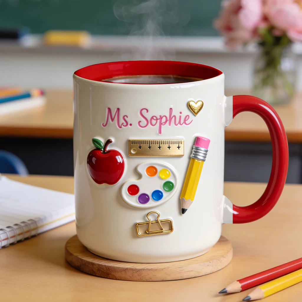 Teach With Love - Personalized Accent Mug - Gift For Teachers