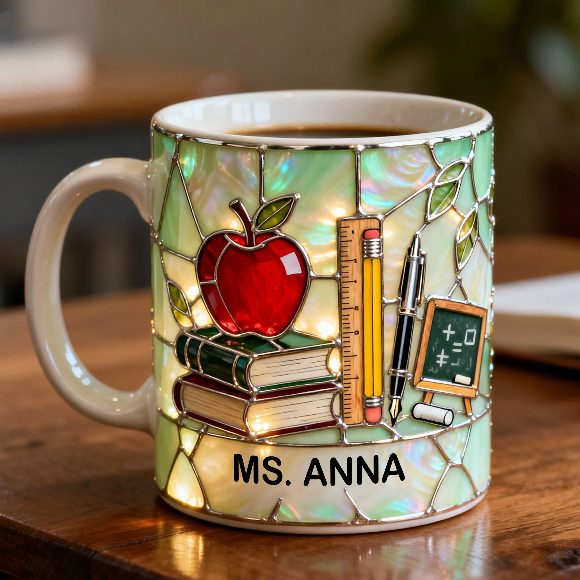 Teacher Appreciation - Personalized White Edge To Egde Mug - Special Gift For Teachers NL122 - Image 2