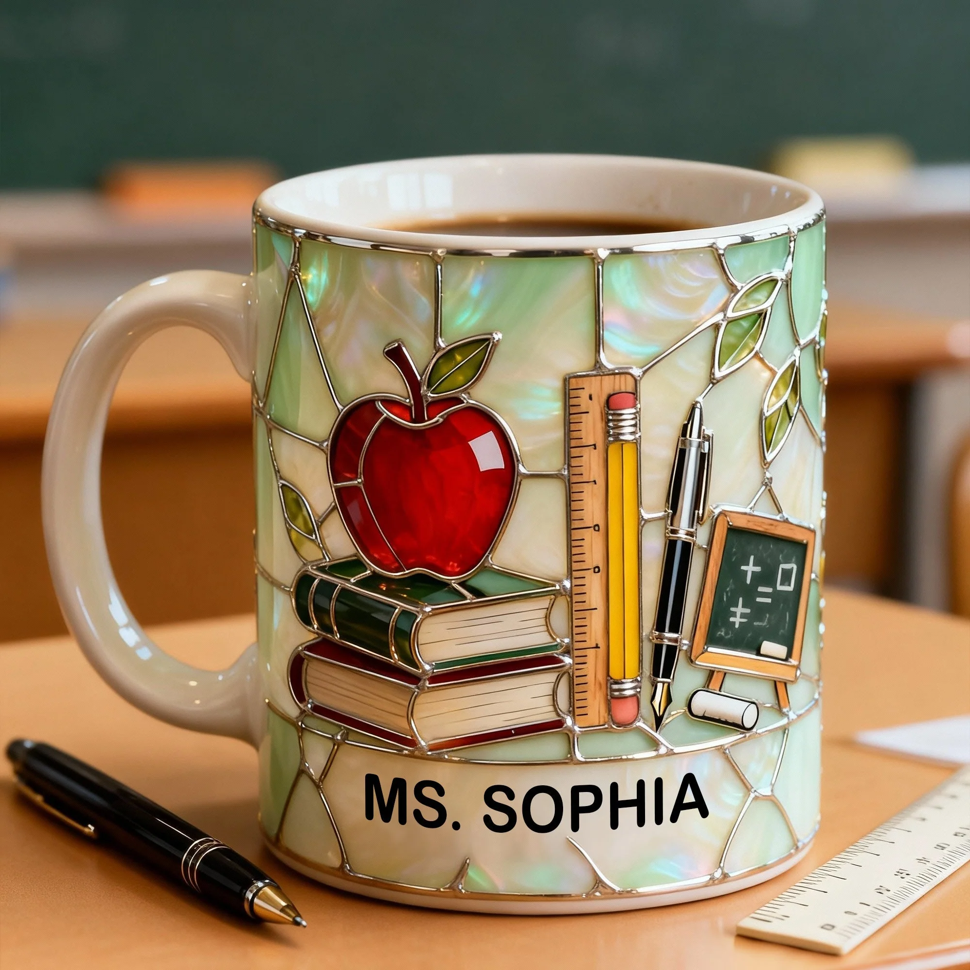 Teacher Appreciation - Personalized White Edge To Egde Mug - Special Gift For Teachers NL122 - Image 3
