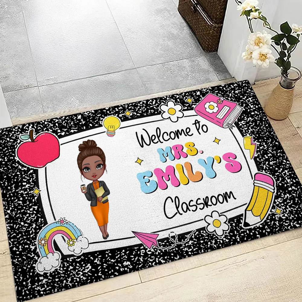 Teacher Composition Book Pattern - Personalized Doormat - Back To School Gift, First Day Of School, Classroom Decoration | CLTC01 - Image 4