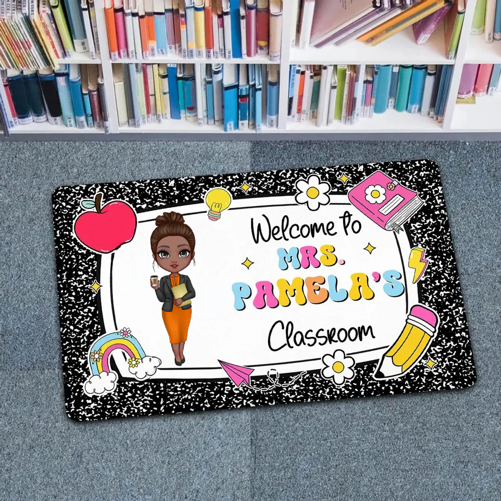 Teacher Composition Book Pattern - Personalized Doormat - Back To School Gift, First Day Of School, Classroom Decoration | CLTC01 - Image 8