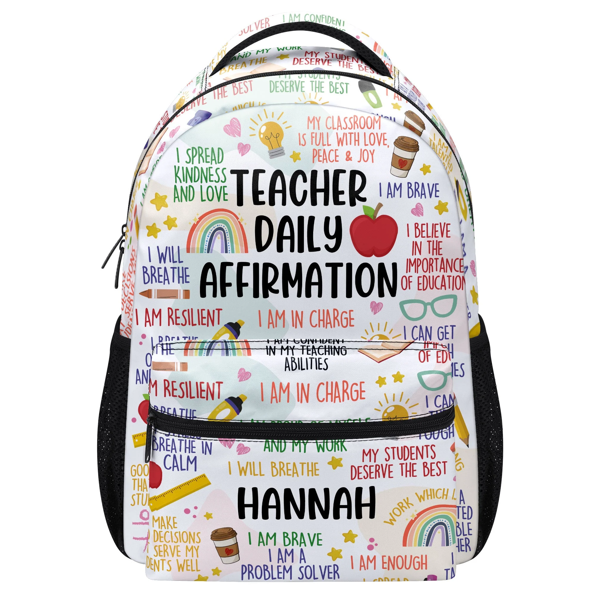 Teacher Daily Affirmation - Personalized Canvas Backpack TD118