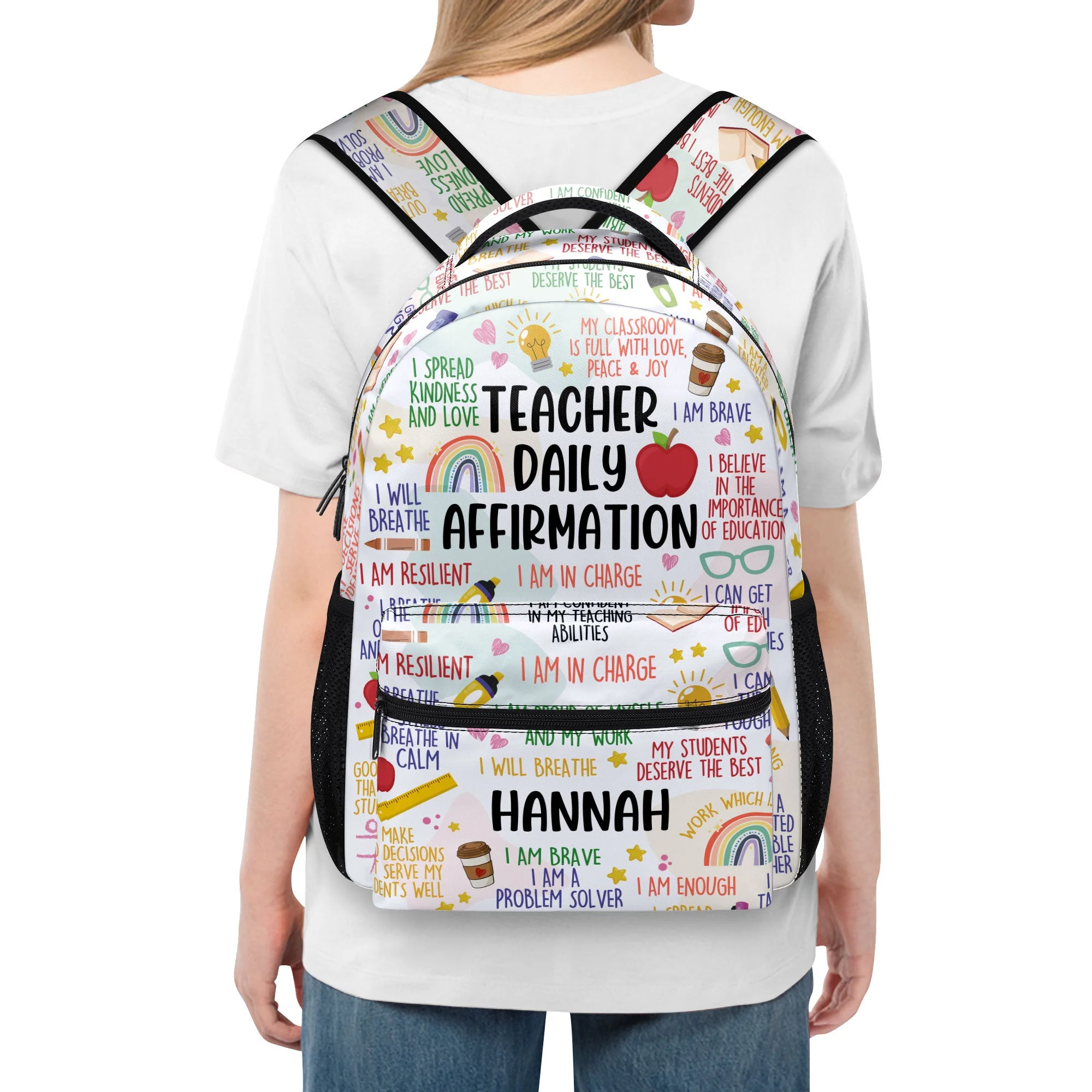 Teacher Daily Affirmation - Personalized Canvas Backpack TD118 - Image 4