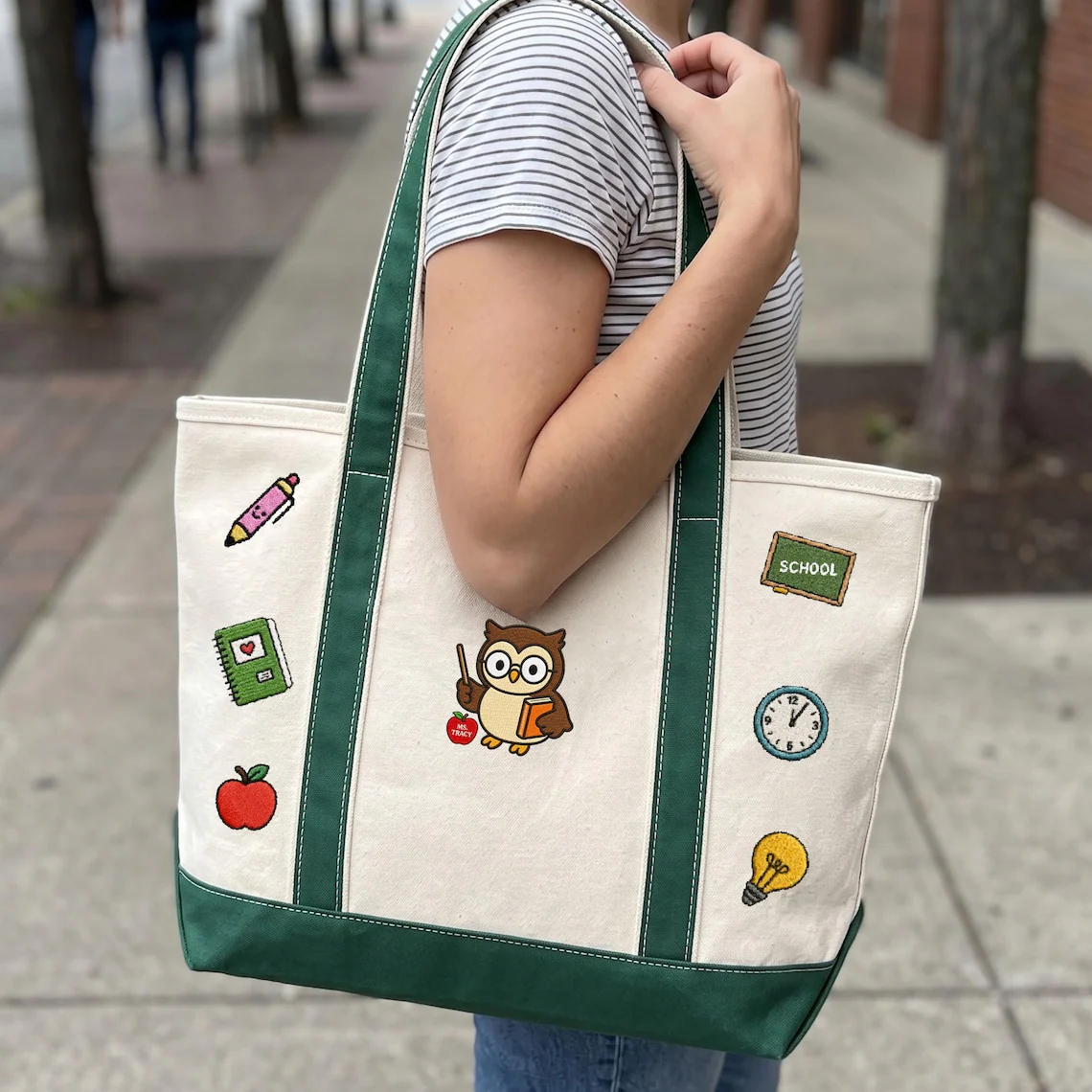 Teacher Owl Back To School Classroom Supplies - Embroidery Tote Bag - Gift For Students, Teacher VD01 - Image 4