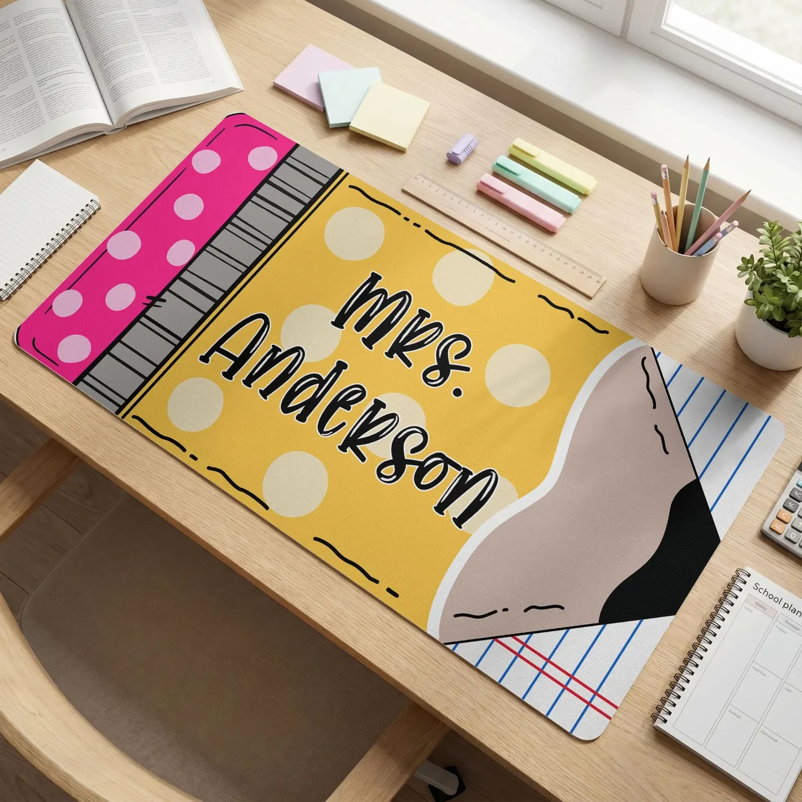 Teacher Pencil Desk Mat With Name - Personalized Desk Mat - Gift For Teacher - Image 5
