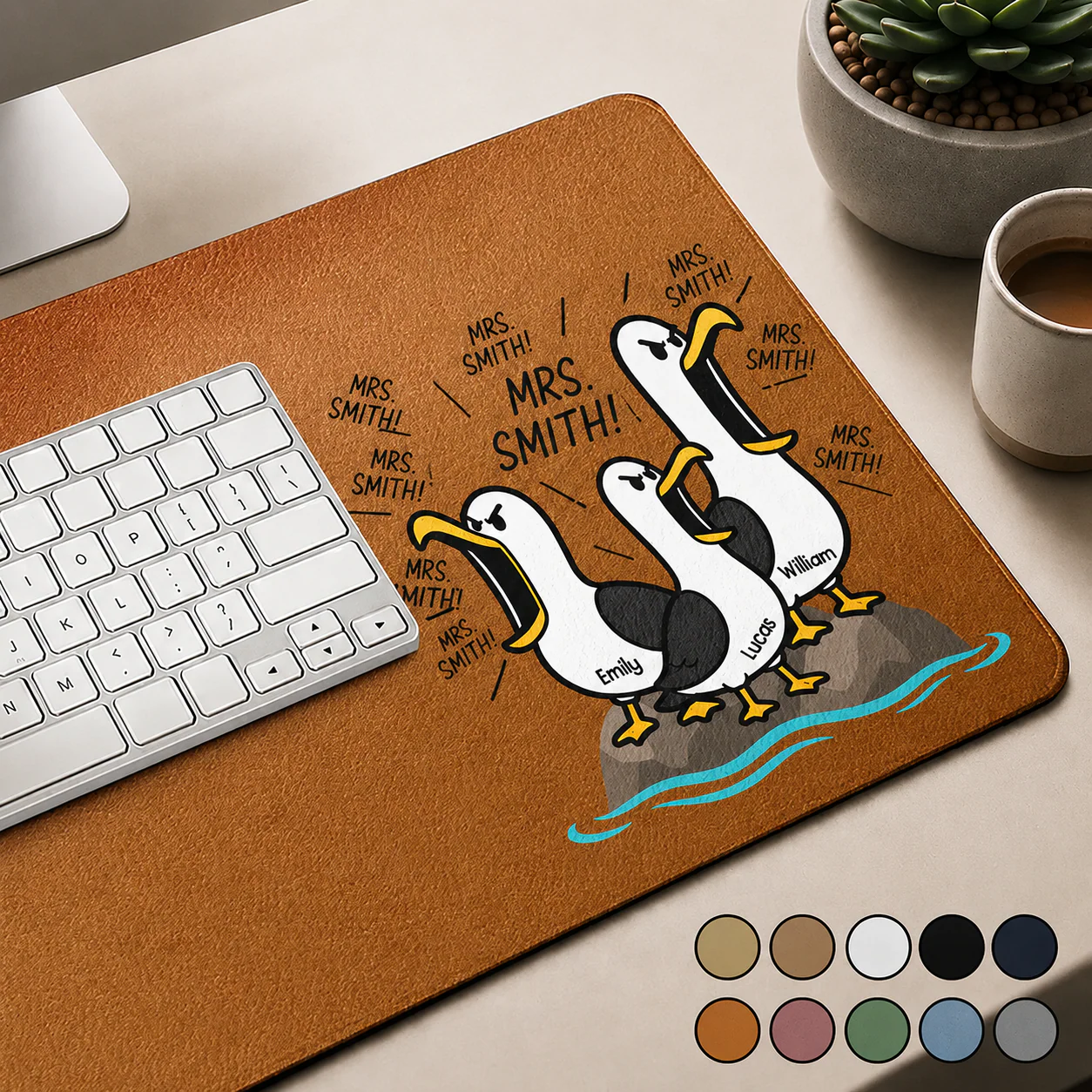 Teacher Squawking Seagulls Funny Class - Personalized Desk Mat - Gift For Teacher