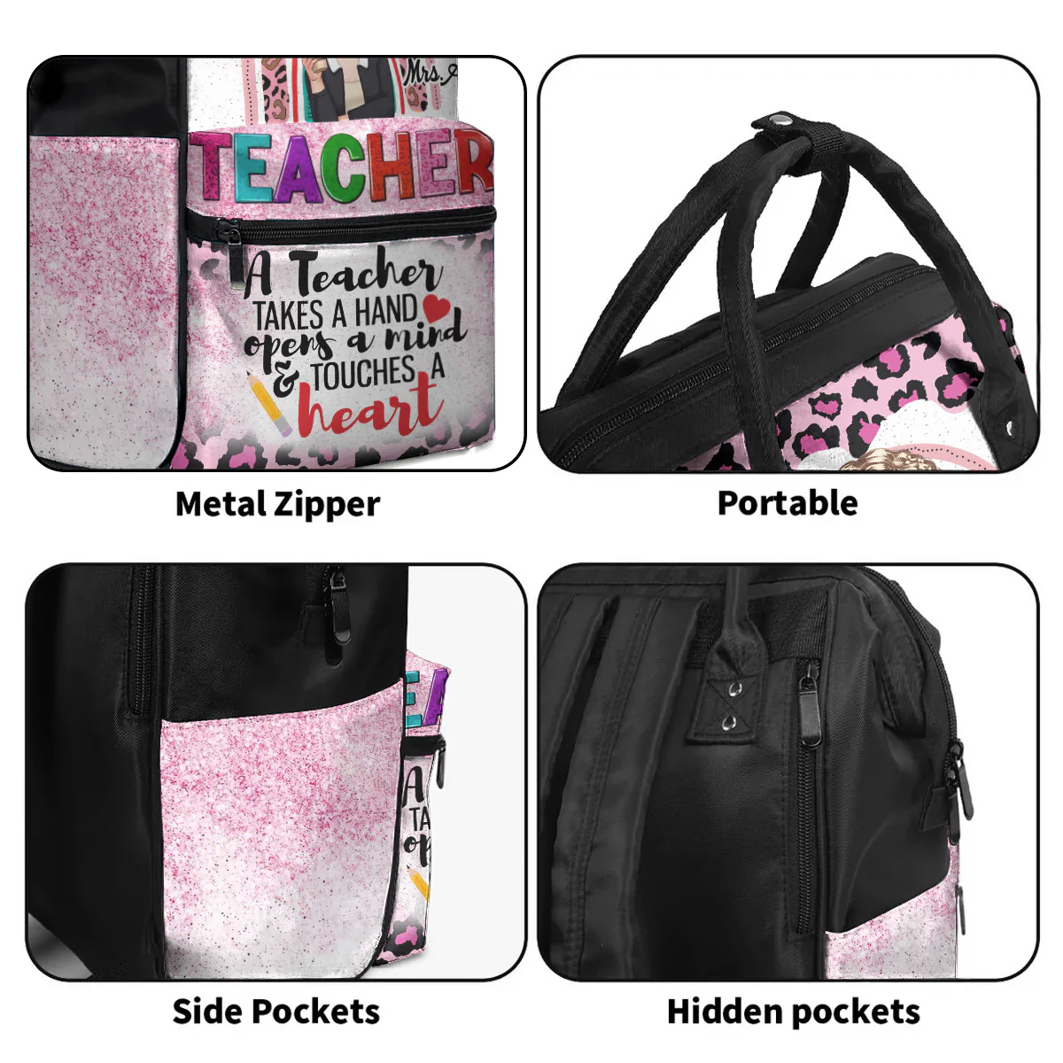 Teacher Takes Handopen Mind Touches Heart - Personalized Duckbilled Backpack For Teacher | CLTC05 PT - Image 5