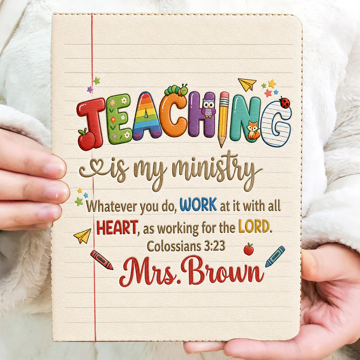 Teaching Is My Ministry - Personalized Leather Journal - Gift For Teachers - Image 5