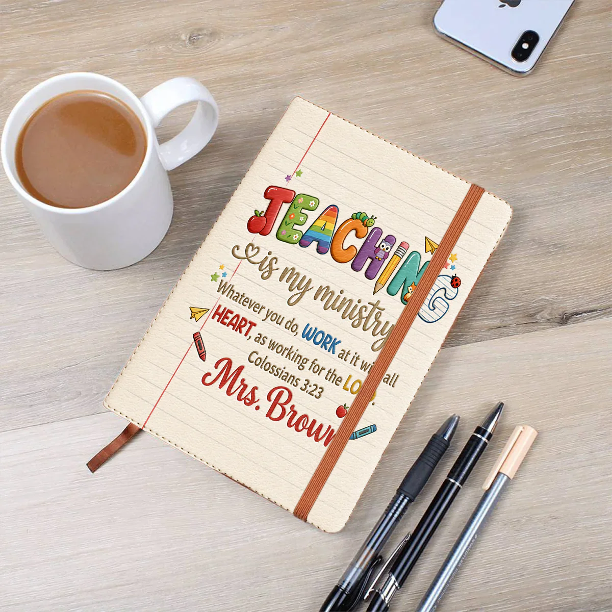 Teaching Is My Ministry - Personalized Leather Journal - Gift For Teachers - Image 6