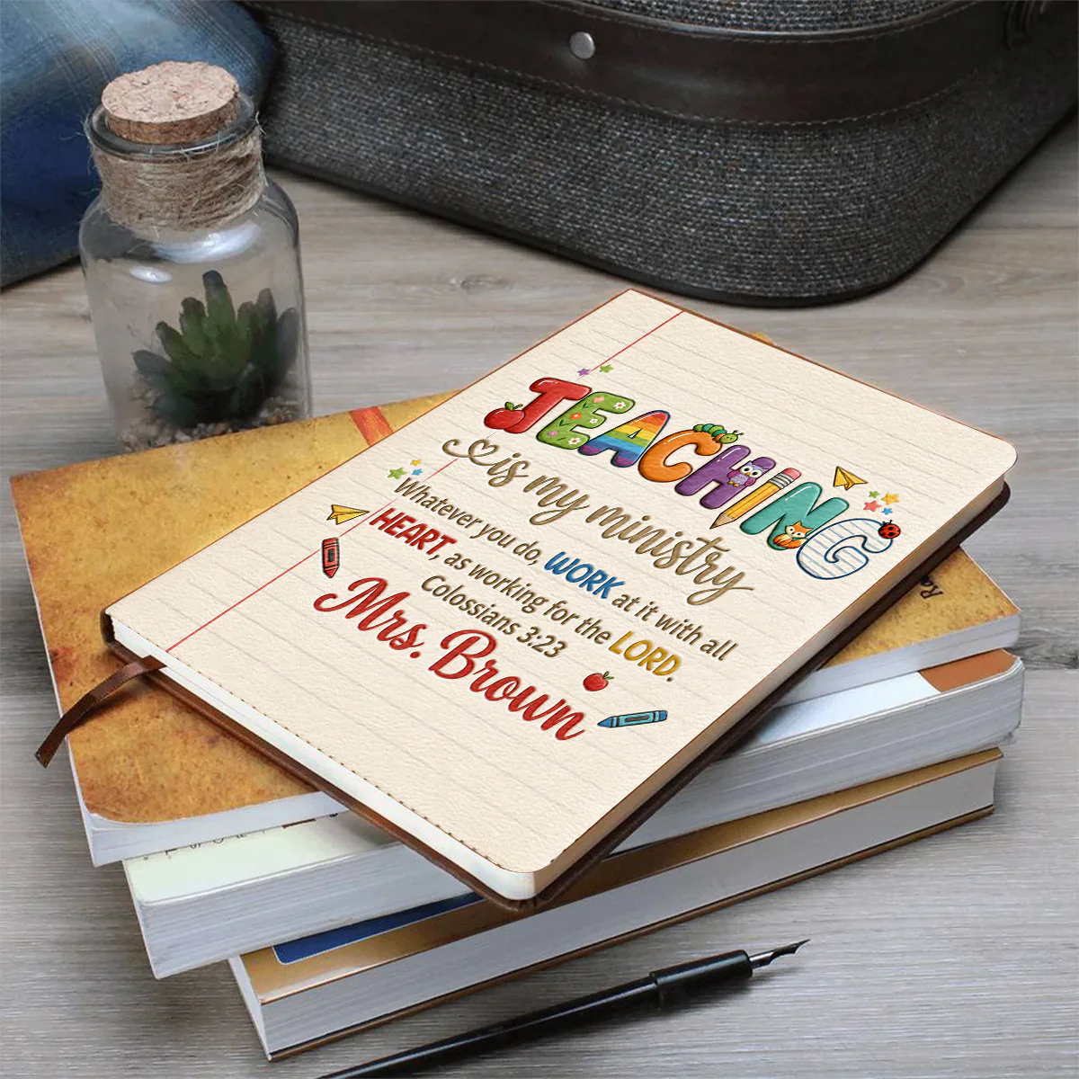Teaching Is My Ministry - Personalized Leather Journal - Gift For Teachers - Image 7
