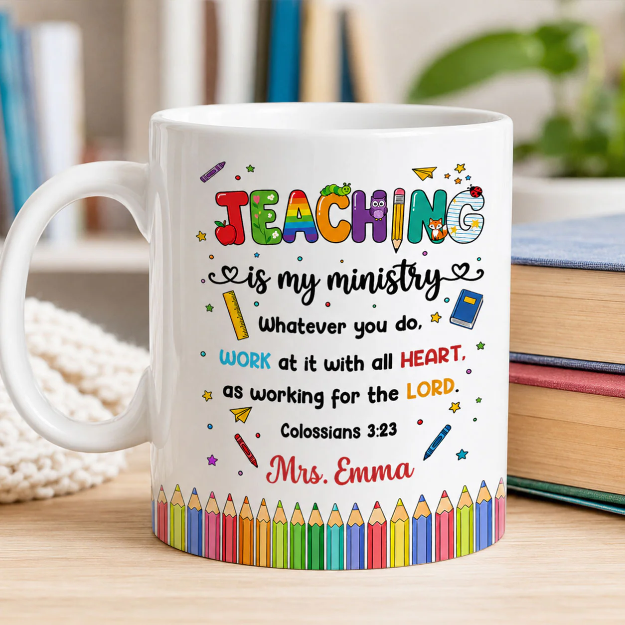 Teaching Is My Ministry - Personalized White Mug - Back to School Gift For Teacher
