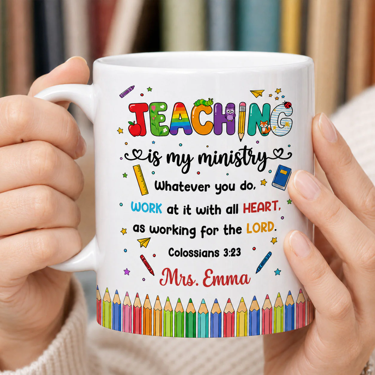 Teaching Is My Ministry - Personalized White Mug - Back to School Gift For Teacher - Image 2