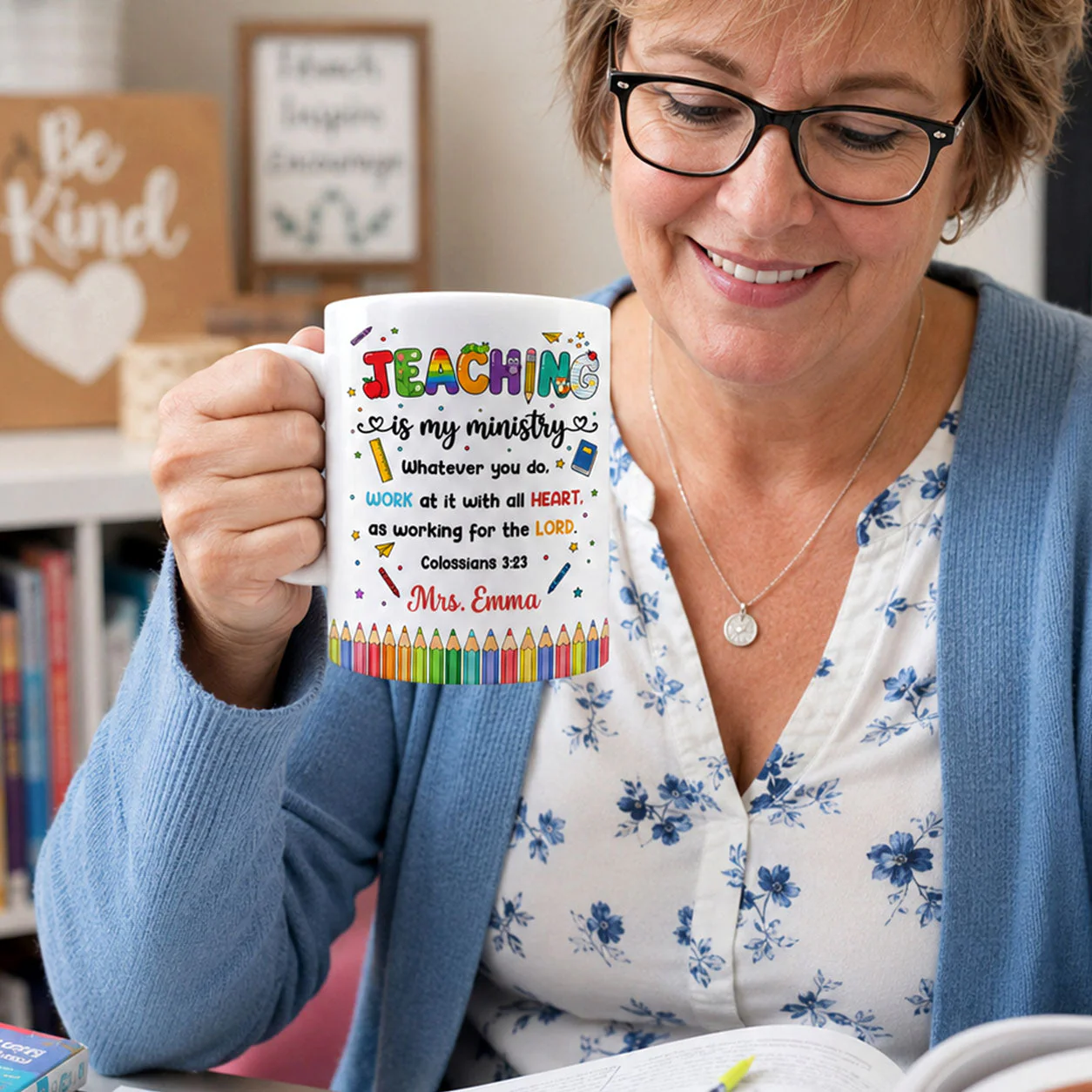 Teaching Is My Ministry - Personalized White Mug - Back to School Gift For Teacher - Image 3