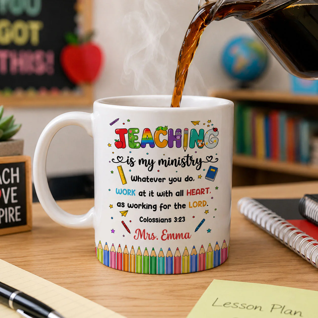Teaching Is My Ministry - Personalized White Mug - Back to School Gift For Teacher - Image 4