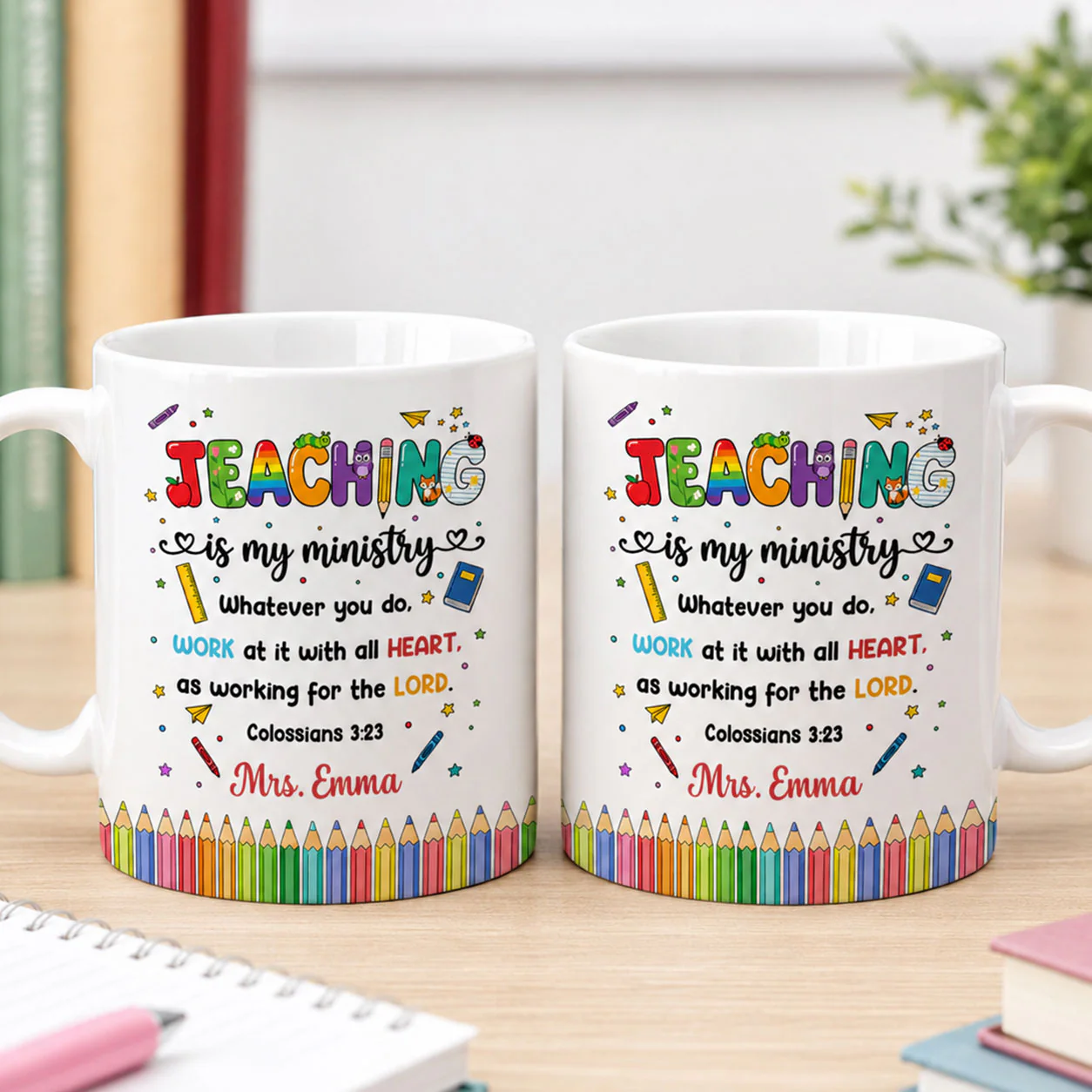 Teaching Is My Ministry - Personalized White Mug - Back to School Gift For Teacher - Image 5