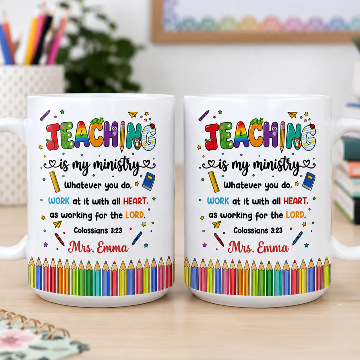 Teaching Is My Ministry - Personalized White Mug - Back to School Gift For Teacher - Image 6